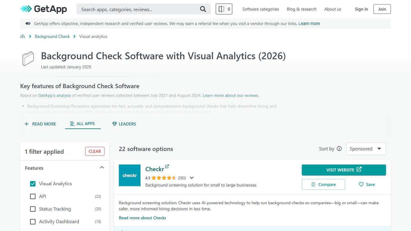 Best Background Check Software with Visual Analytics 2026 | GetApp